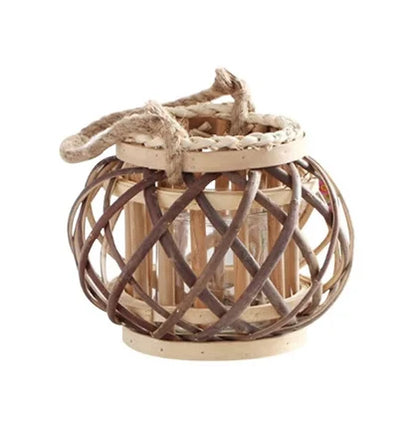 Woven Wicker Candle Lantern