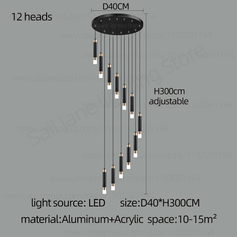 Interior Lighting Nordic Chandelier Home Decoration Living Room Pendant Modern Lustre Hall Lighting LED Staircase Long Pendant
