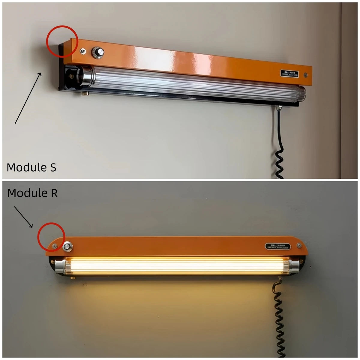 YEBMLP Bauhaus Wall Lamp Vintage Industrial Light Orange Sconce No Wiring Needed Wall Light For Bathroon Bedroom Study Room Cafe