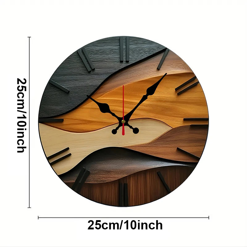 2D-flat Nordic Style Wooden Round Silent Hanging Wall Clock,Suitable For Living Room,Office,Study Room, Bedroom, Home Decoration