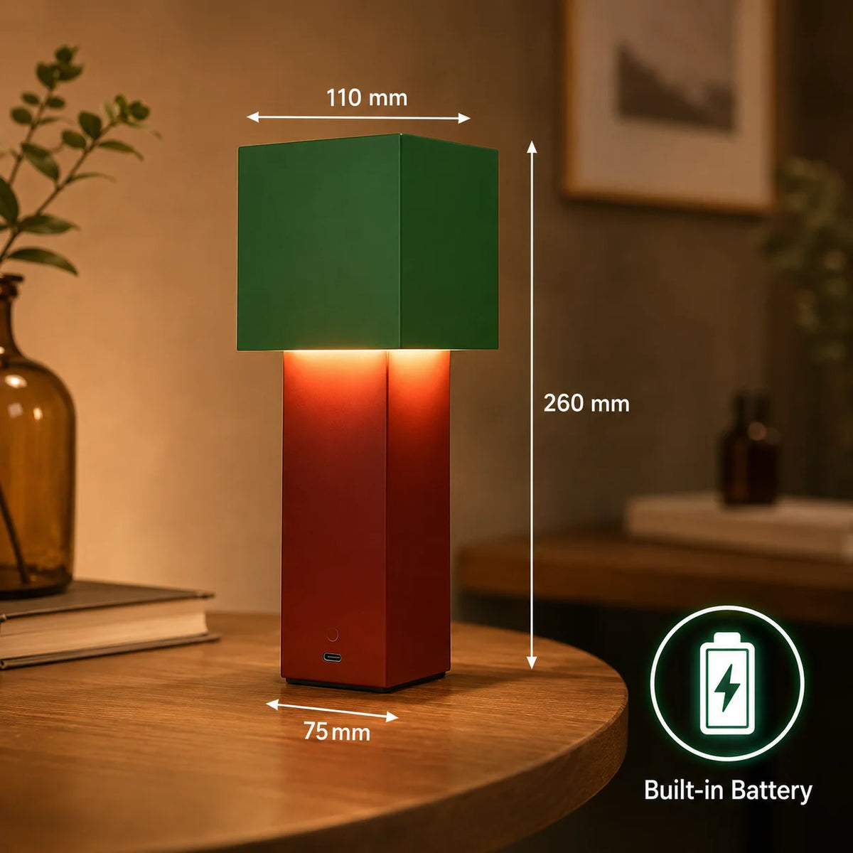 LED Nordic Cream Rechargeable Desk Lamp with Geometric Stepless Dimming Portable Bedhead Night Light Suitable for Bedroom