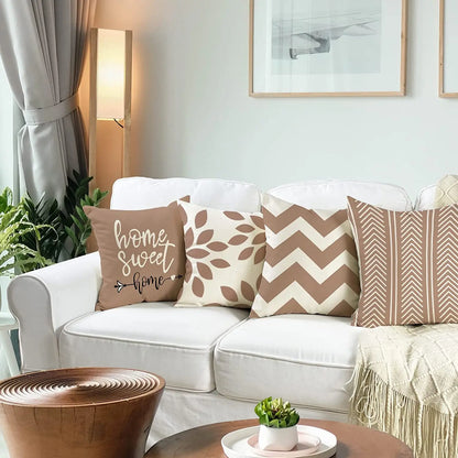 Brown Linen Geometric Cushion Cover – cushion cover photo 5