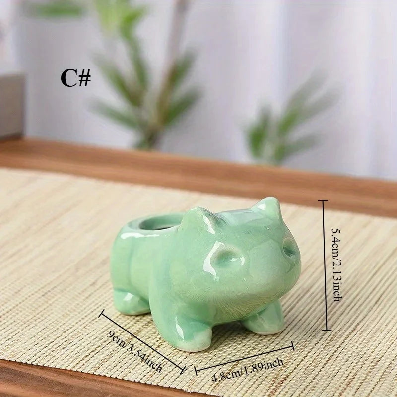 Creative Ceramic Mini Flowerpot Succulent Planter Flower Pot with Hole Cute Green Plants Planter Home Garden Decoration Outdoor