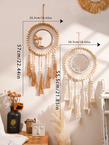 Wooden Bead Wall Mirror – wall mirror photo 3