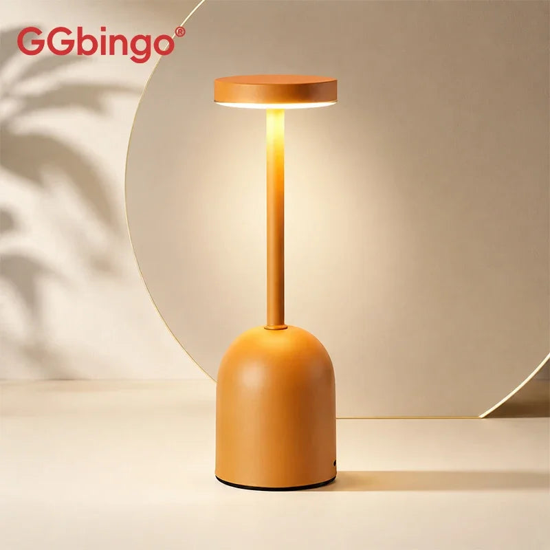 GGbingo Cordless Desk Lamp Touch Control LED Nordic Night Light Metal Table Lamp Cordless Bedroom Lamp Rechargeable Table Light