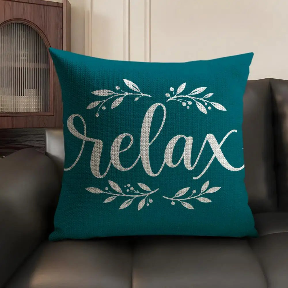Modern Coastal Style Cushion Cover Natural Linen Organic Fabric Double Sided Print Sofa Pillow Case Home Decor Gift