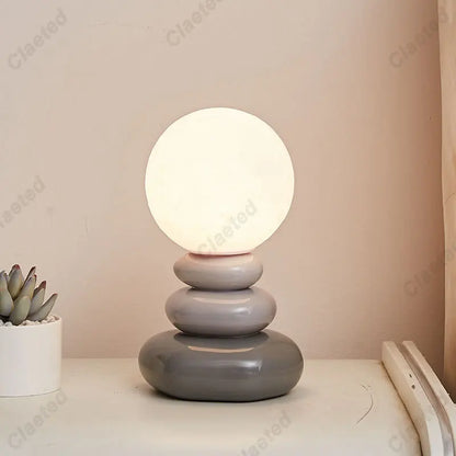 Stacked Stone Table Lamp in Gray
