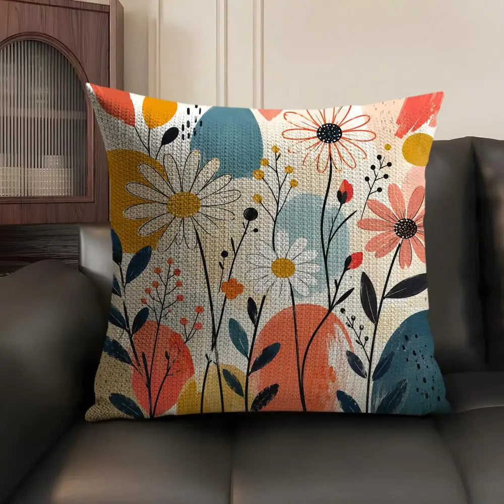Bohemian Pattern Linen Cushion Cover in Meadow Mix