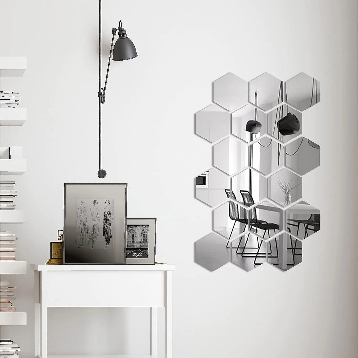 3D Mirror Wall Stickers Nordic Style Acrylic Hexagon Mirror Sticker Decal Removable Mural for DIY Home Living Room Wall Decors