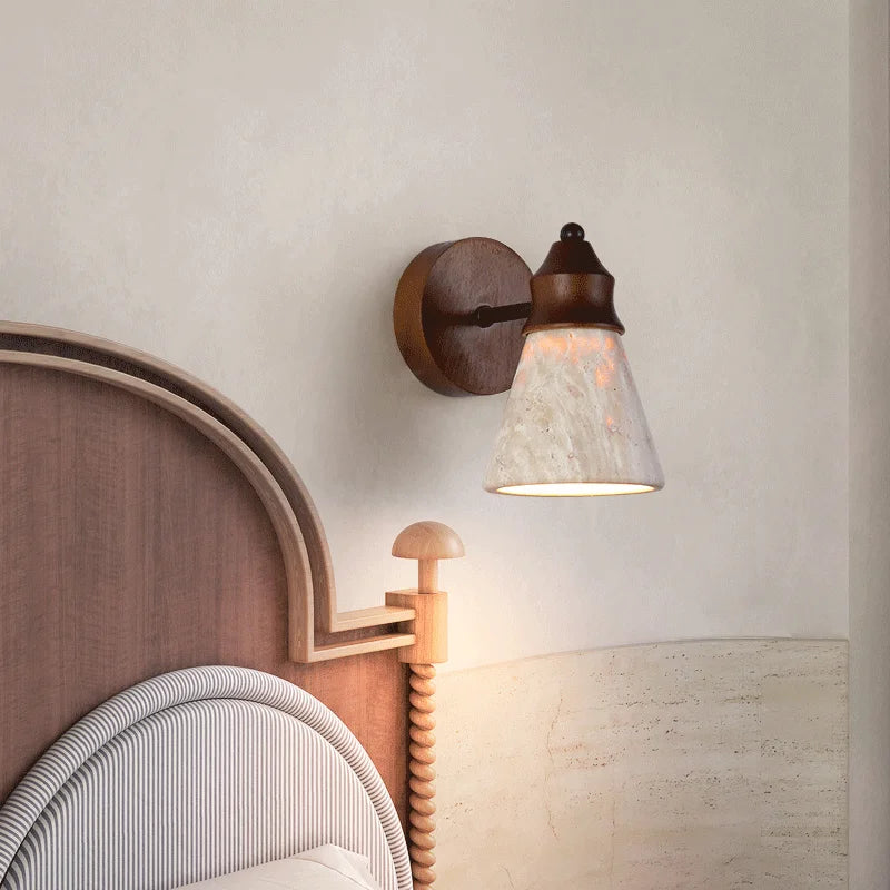 Natural Stone Room Decor Wall Lamp Classical Wall Lights Bedroom Led Sconce Yellow Travertine Home Decorations Lighting Fixtures