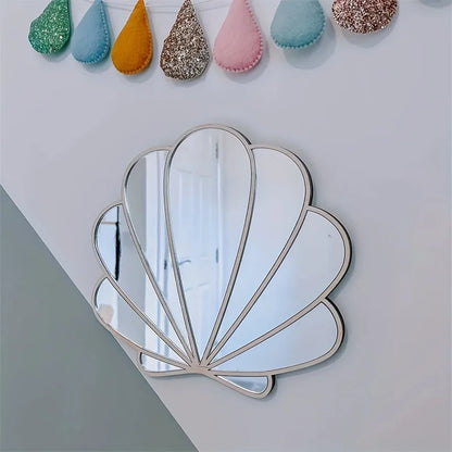 Wooden Shell Shatterproof Wall Mirror – wall mirror photo 4