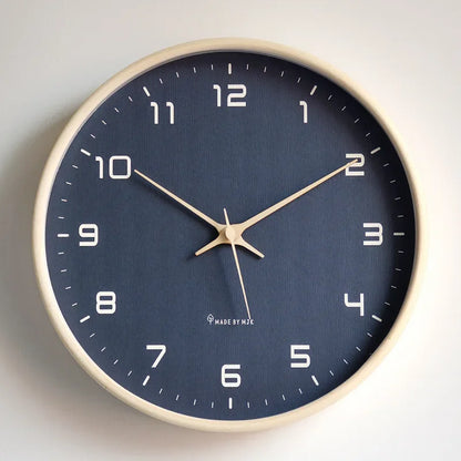 Nordic Mirror Wooden Wall Clock in White Frame, Navy Face