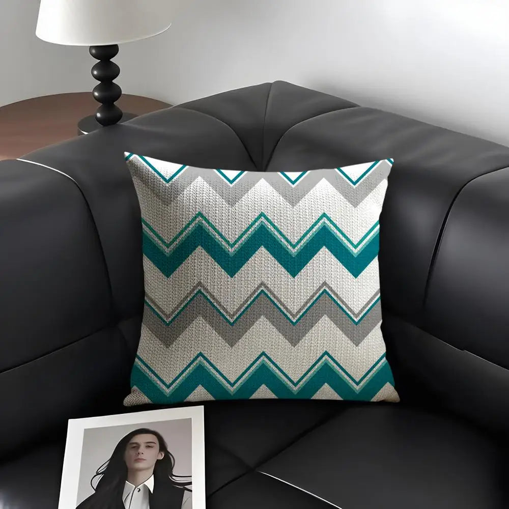 Modern Coastal Style Cushion Cover Natural Linen Organic Fabric Double Sided Print Sofa Pillow Case Home Decor Gift