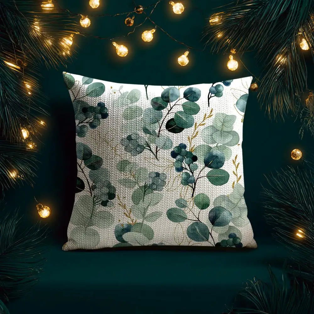 Watercolor Eucalyptus Linen Cushion Cover – cushion cover photo 4