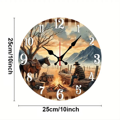 Cowboy and Horse Wooden Wall Clock – wall clock photo 3