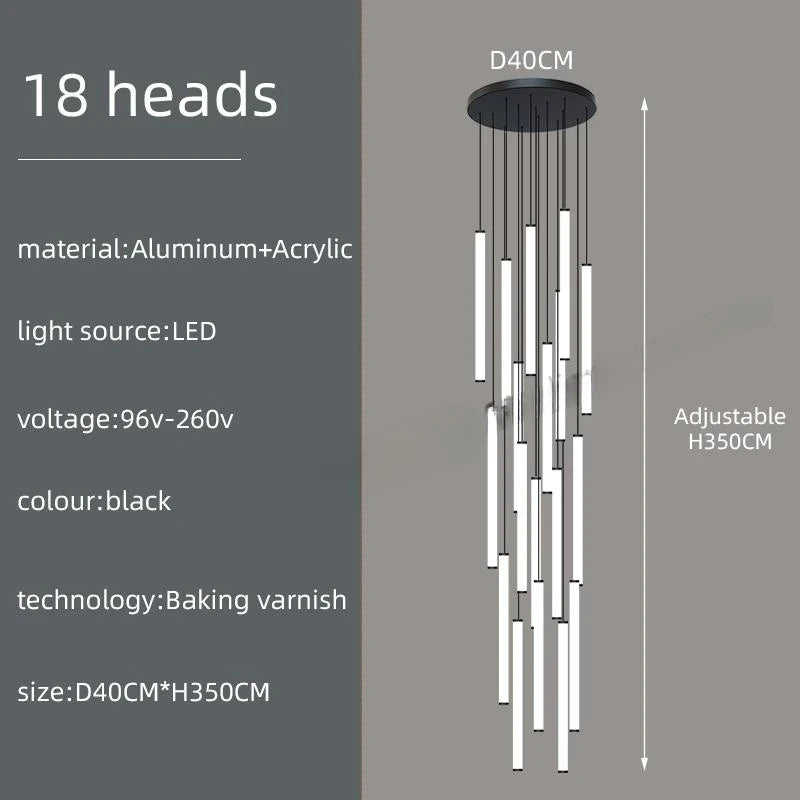 Modern LED Living Room Pendant Lighting Spiral Staircase Indoor Lamp Kitchen Home Decoration Nordic Luxury Ceiling Chandelier