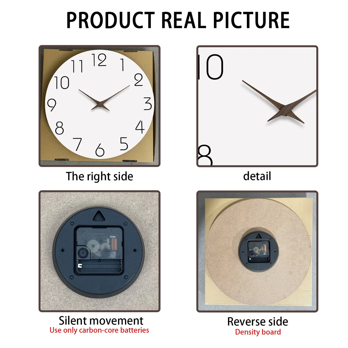 Casual Modern White Pattern Wooden Wall Clock Living Room Bedroom Kitchen Home Decoration Wall Clock Silent Quartz Clock Holiday Gift 10 Inches 12 Inches 14 Inches 16inch (Without Batteries)