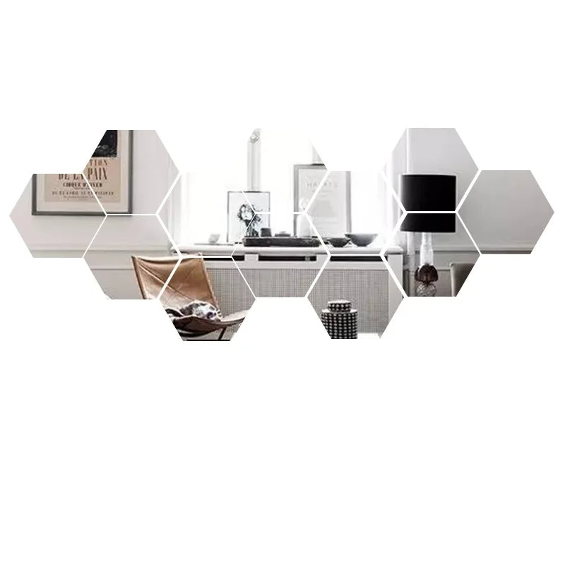 3D Mirror Wall Stickers Nordic Style Acrylic Hexagon Mirror Sticker Decal Removable Mural for DIY Home Living Room Wall Decors