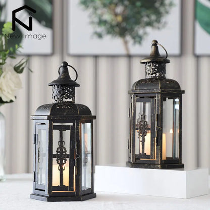 Vintage Iron Hanging Candle Lantern – candle holder photo 5