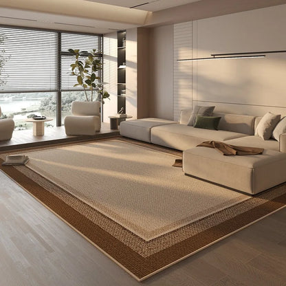 Bordered Area Rug in Sand Border