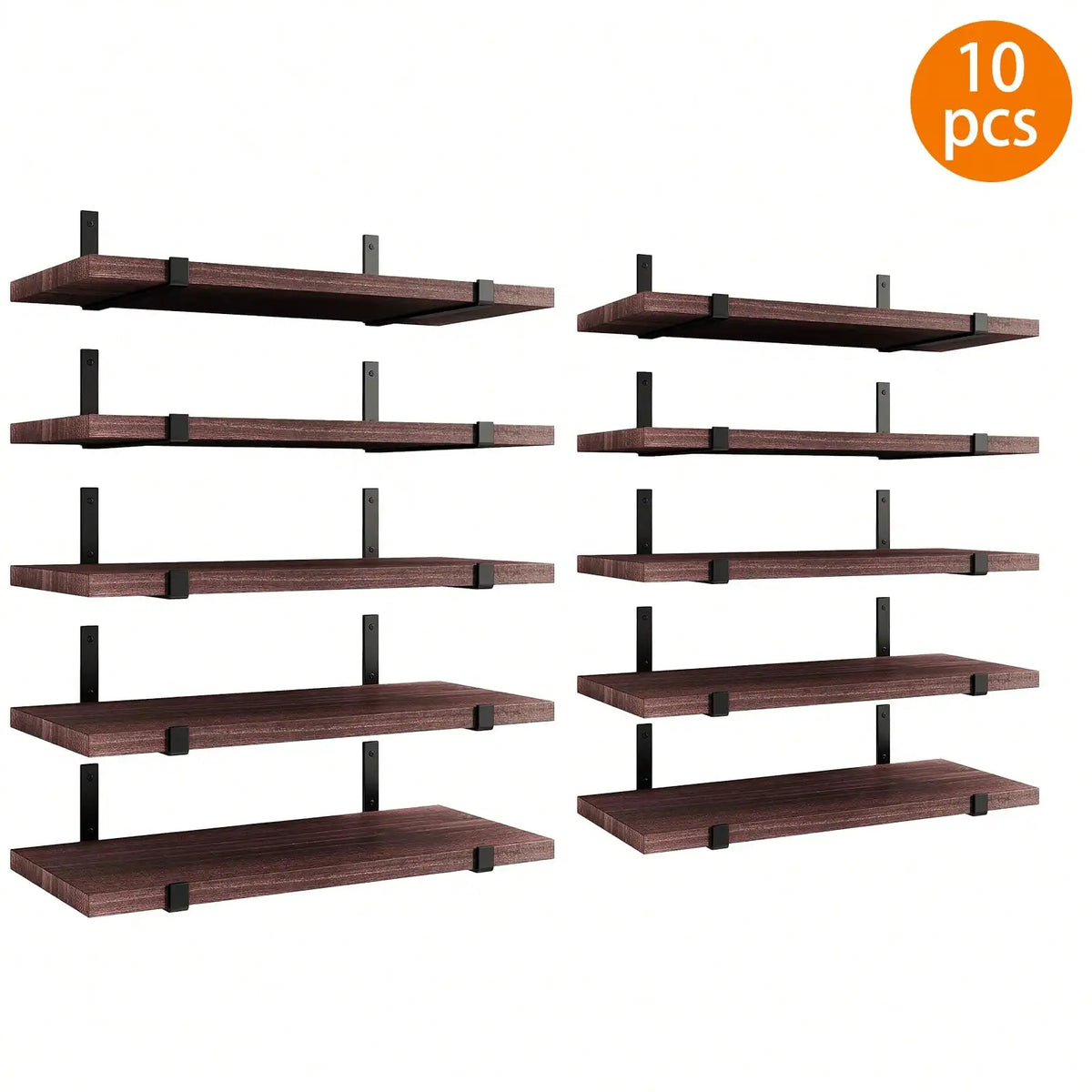 5/10Pcs Floating Shelves, 4.7 Inch Wide Wall Shelves with Invisible Brackets, Rustic Wood Storage Racks for Bedroom, Living Room, Kitchen, Bathroom