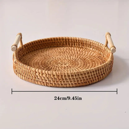Handwoven Rattan Lidded Storage Basket – 24cm