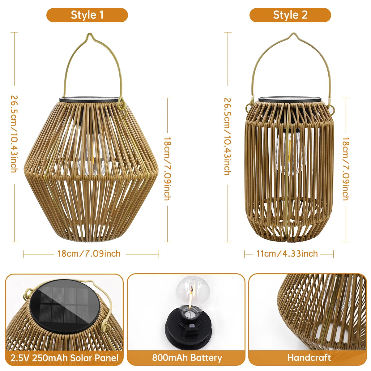 Woven Rattan Solar Lantern