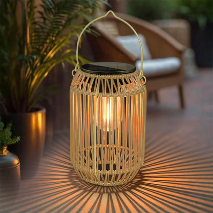 Woven Rattan Solar Lantern