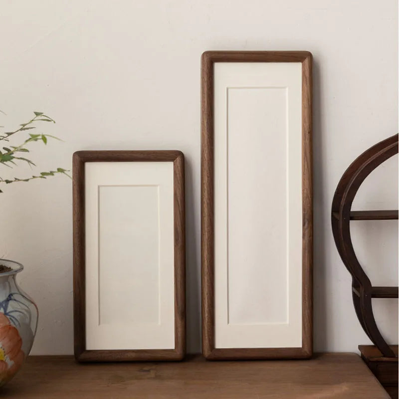 Rectangular Solid Wood Photo Frame High-Quality Black Walnut/Teak Mortise and Tenon Picture Frame Display Stand Desktop Decor