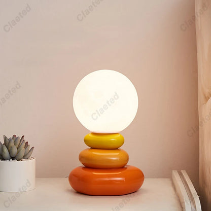 Stacked Stone Table Lamp in Orange