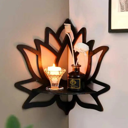 Wooden Lotus Cutout Wall Shelf – wall shelf photo 2