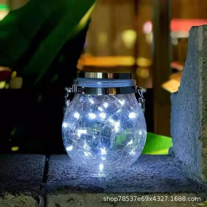 Solar Crackle Glass Jar Lights