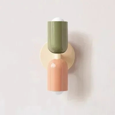 Macaron Color Block Wall Lamp in White, Green and Pink
