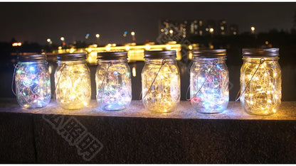 Solar Crackle Glass Jar Lights