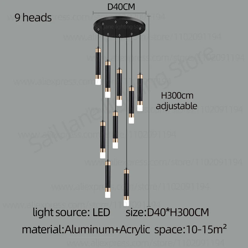 Interior Lighting Nordic Chandelier Home Decoration Living Room Pendant Modern Lustre Hall Lighting LED Staircase Long Pendant