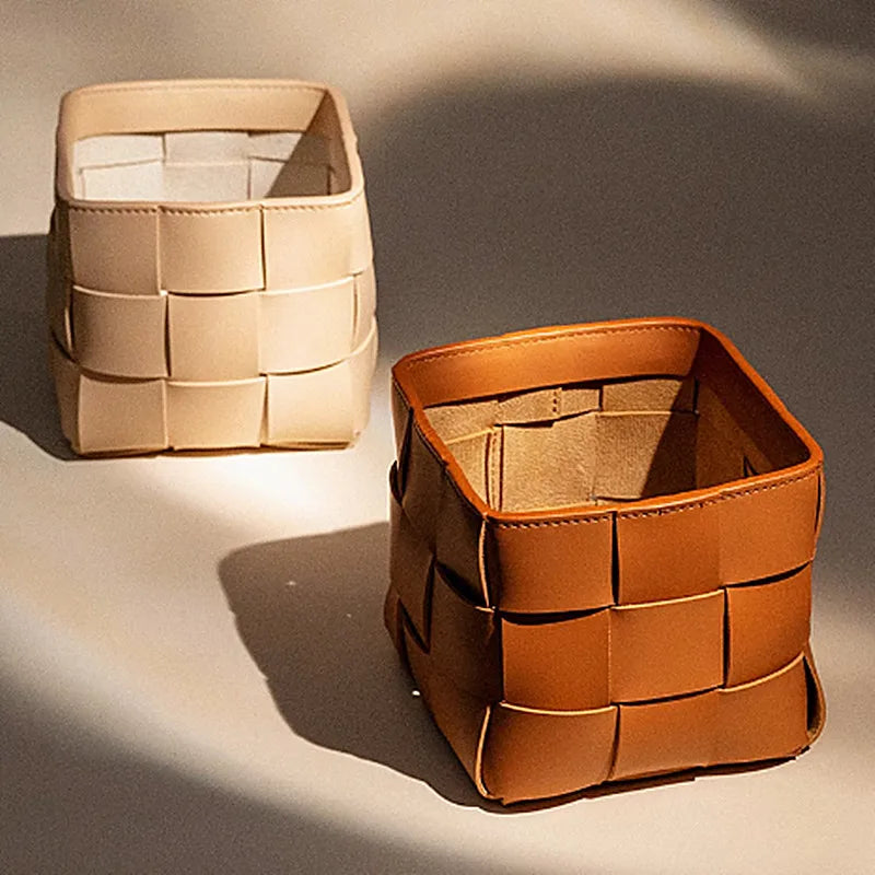 14X14CM Desktop Storage Bucket Sundries Storage Basket Square Storage Basket for Entrance Desktop Home Organization
