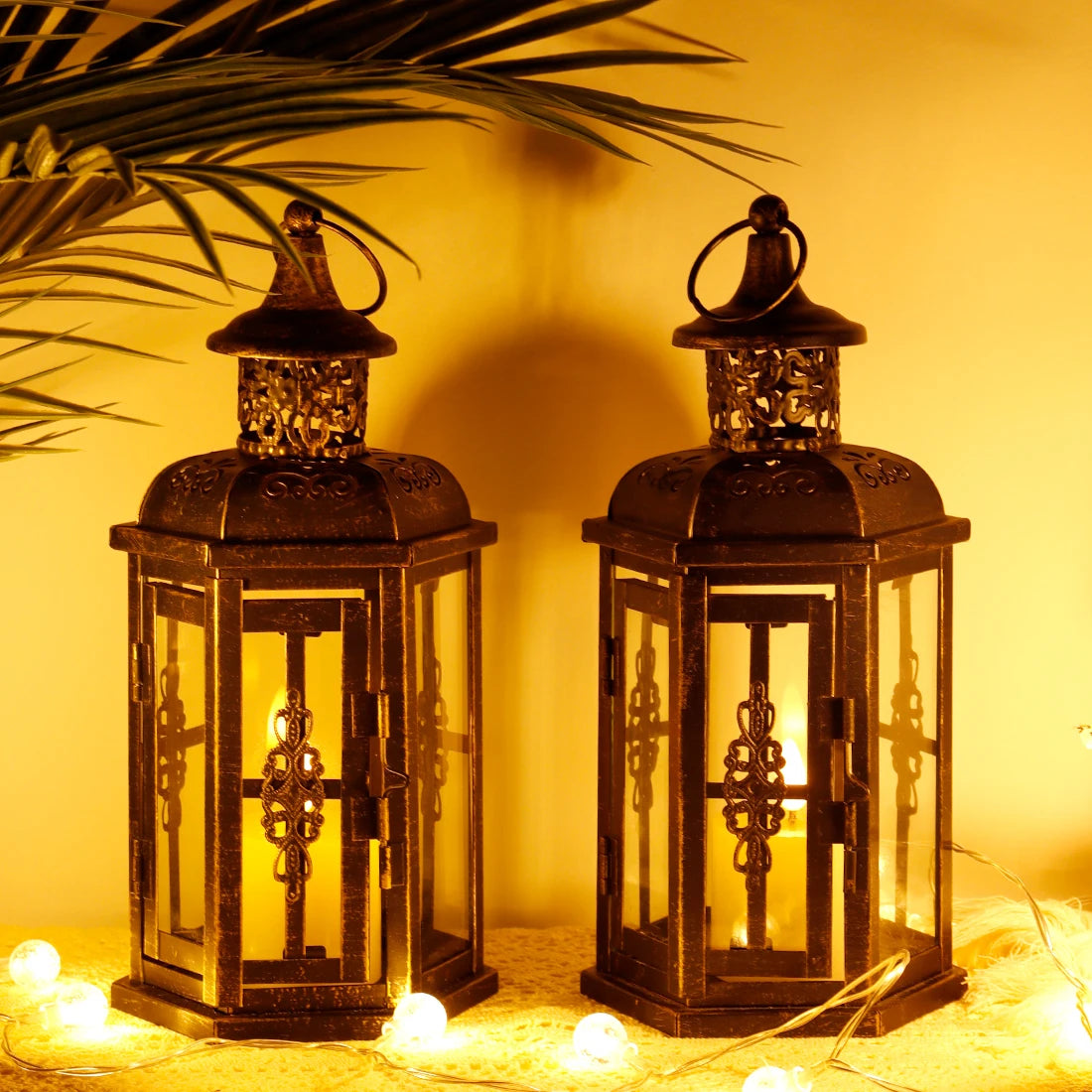 Vintage Iron Hanging Candle Lantern – candle holder photo 2