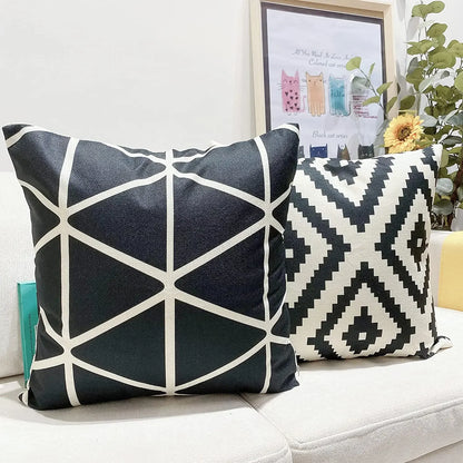 Black Geometric Linen Cushion Cover – cushion cover photo 5