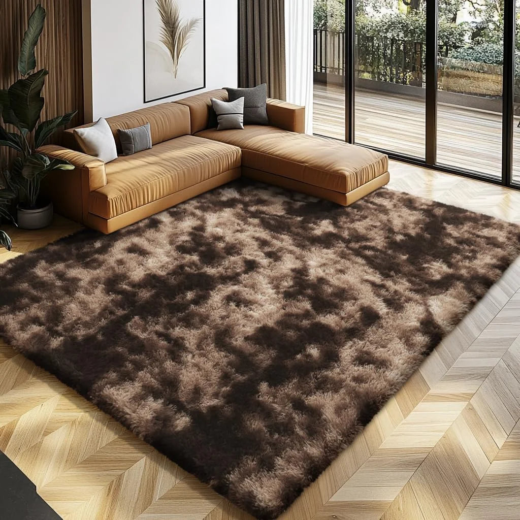 Ultra Soft Puffy Tie Dye Rug in Coffee Tie-Dye