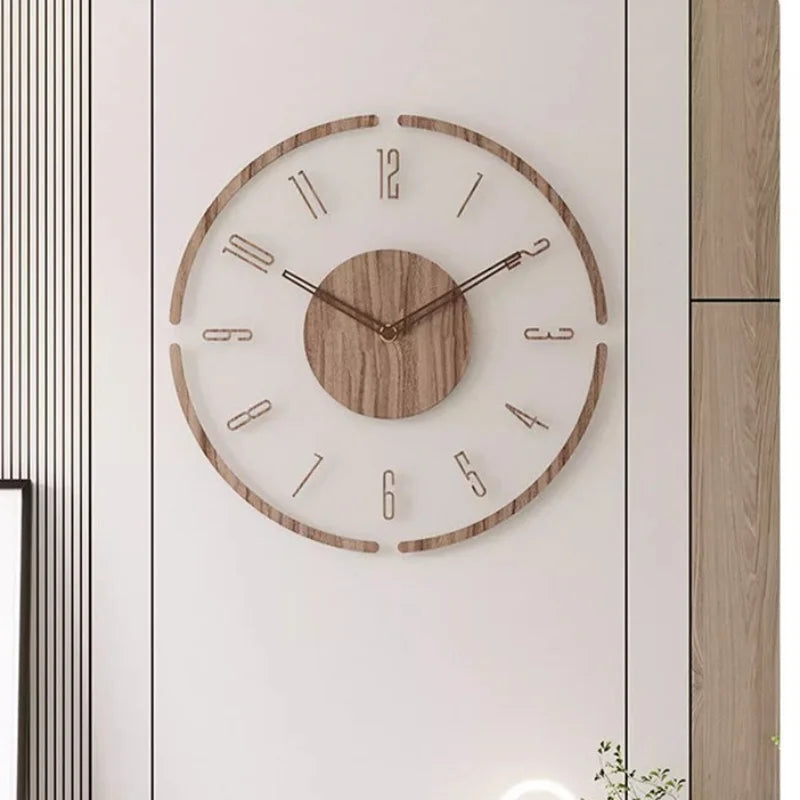 Hot Wall Clock Living Room Decoration Solid Wood Creative Silent Nordic Simple Quartz Clock Luxury Wall Watch Decor Fashion