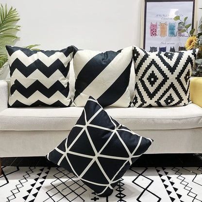 Black Geometric Linen Cushion Cover – cushion cover photo 3