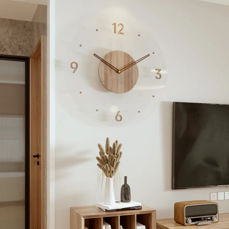 Hot Wall Clock Living Room Decoration Solid Wood Creative Silent Nordic Simple Quartz Clock Luxury Wall Watch Decor Fashion