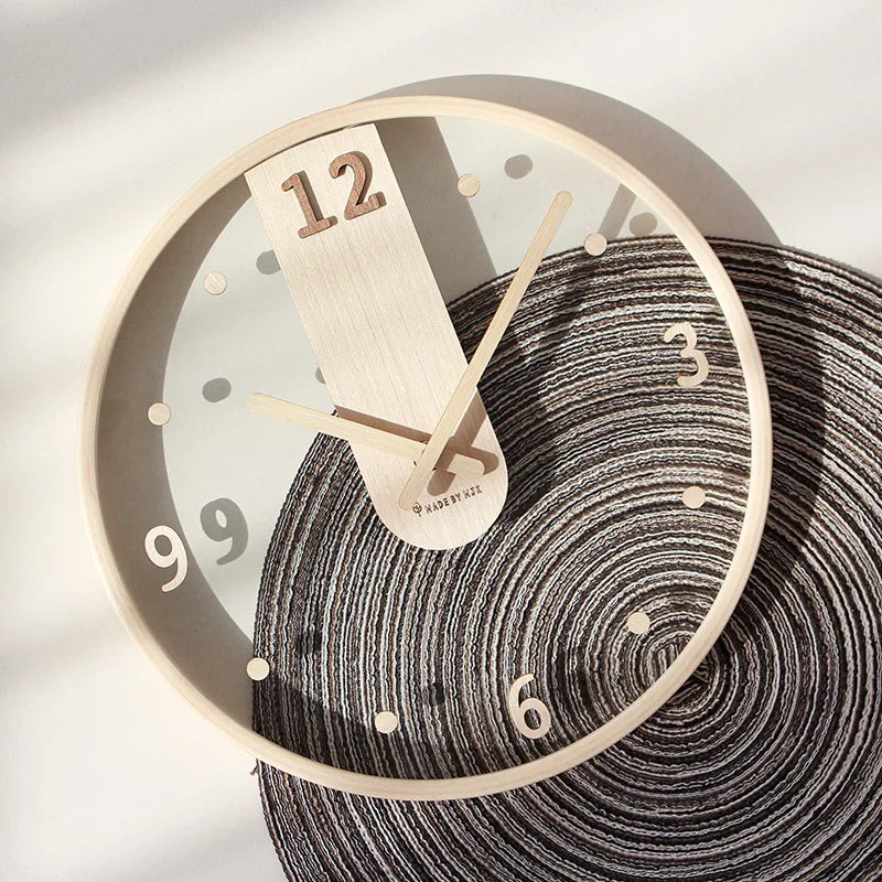 Modern Transparent Glass Wall Clock 3D Digital Minimalist Silent Wooden Clocks Living Room wall decoration items 12inchs Watch