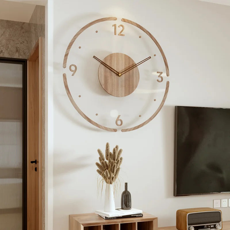 Hot Wall Clock Living Room Decoration Solid Wood Creative Silent Nordic Simple Quartz Clock Luxury Wall Watch Decor Fashion