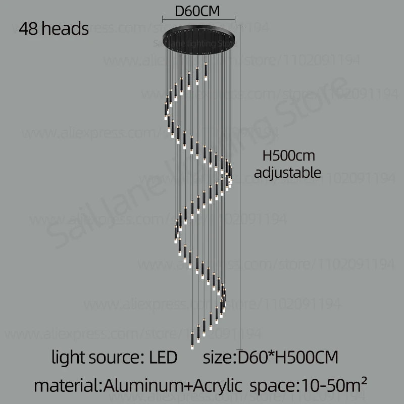 Interior Lighting Nordic Chandelier Home Decoration Living Room Pendant Modern Lustre Hall Lighting LED Staircase Long Pendant