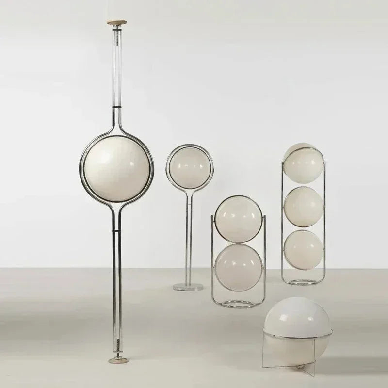 Nordic Floor Lamp Chrome Metal White Acrylic Ball Lamp Creative Cream Style Decoration Bedroom Study Model Room Desk Lamp