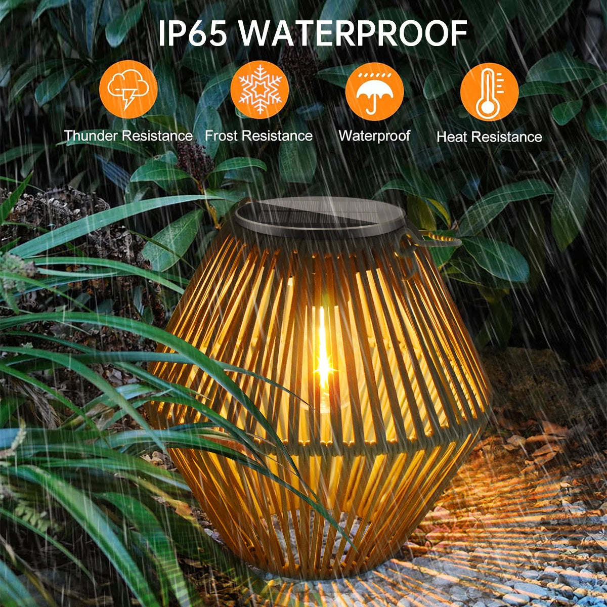 Woven Rattan Solar Lantern