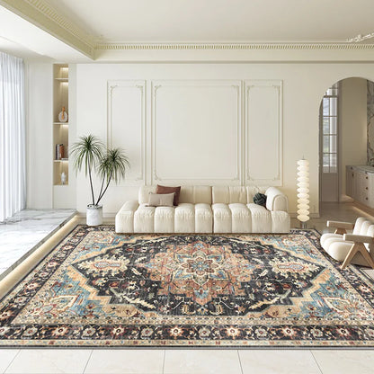 Bohemian Crystal Velvet Rug in Navy & Rust Medallion