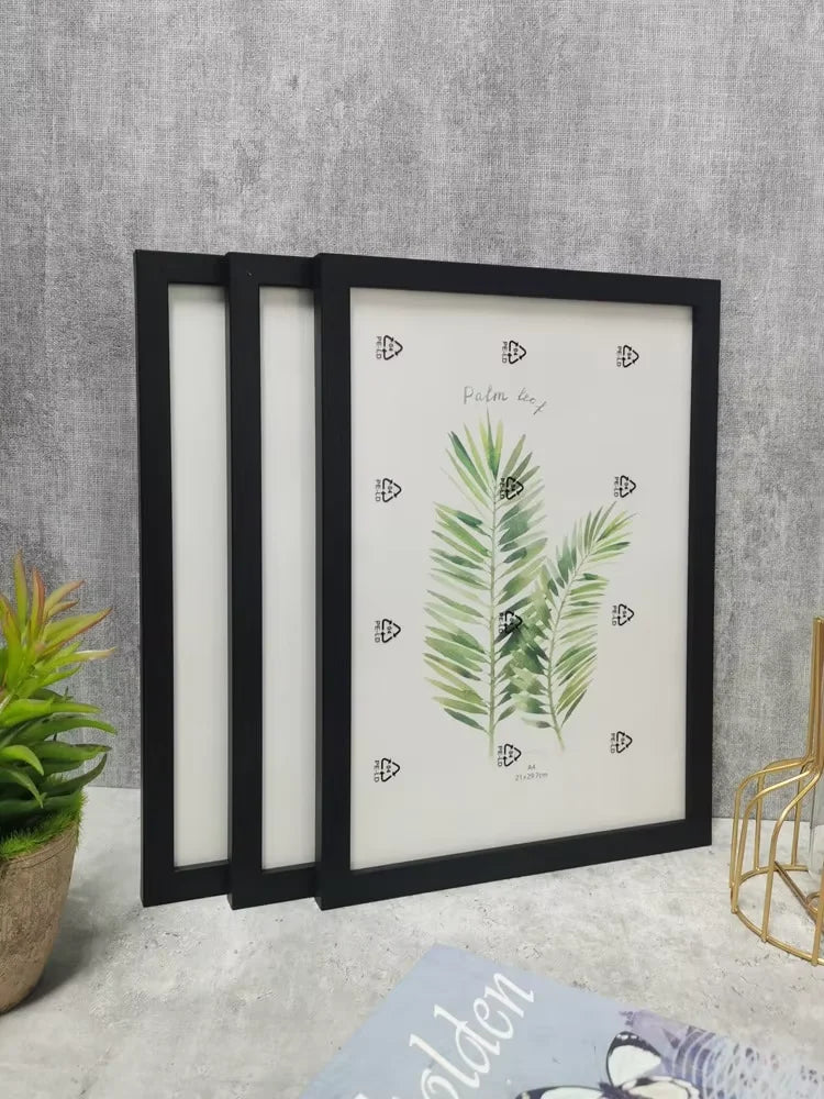 Solid Pine Photo Frame Set of 3 in Black