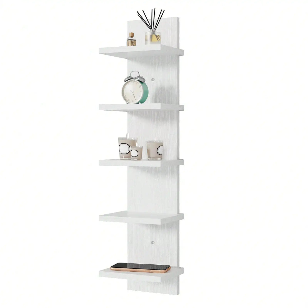 5-Tier Floating Wall Shelf, Wall Mounted Display & Storage Rack, Space Saving Organizer for Bedroom, Living Room, Office, Black/Brown